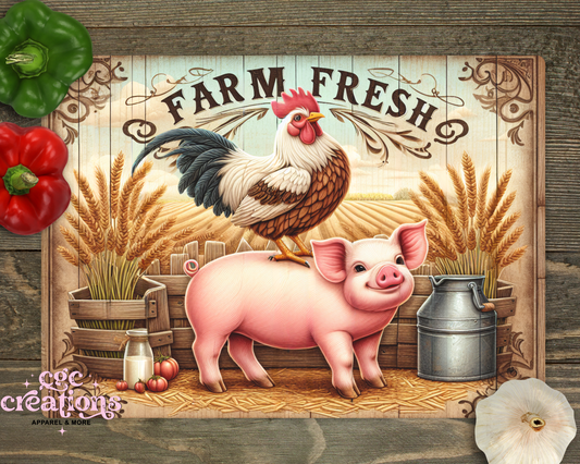 Farm Fresh Glass Cutting Board