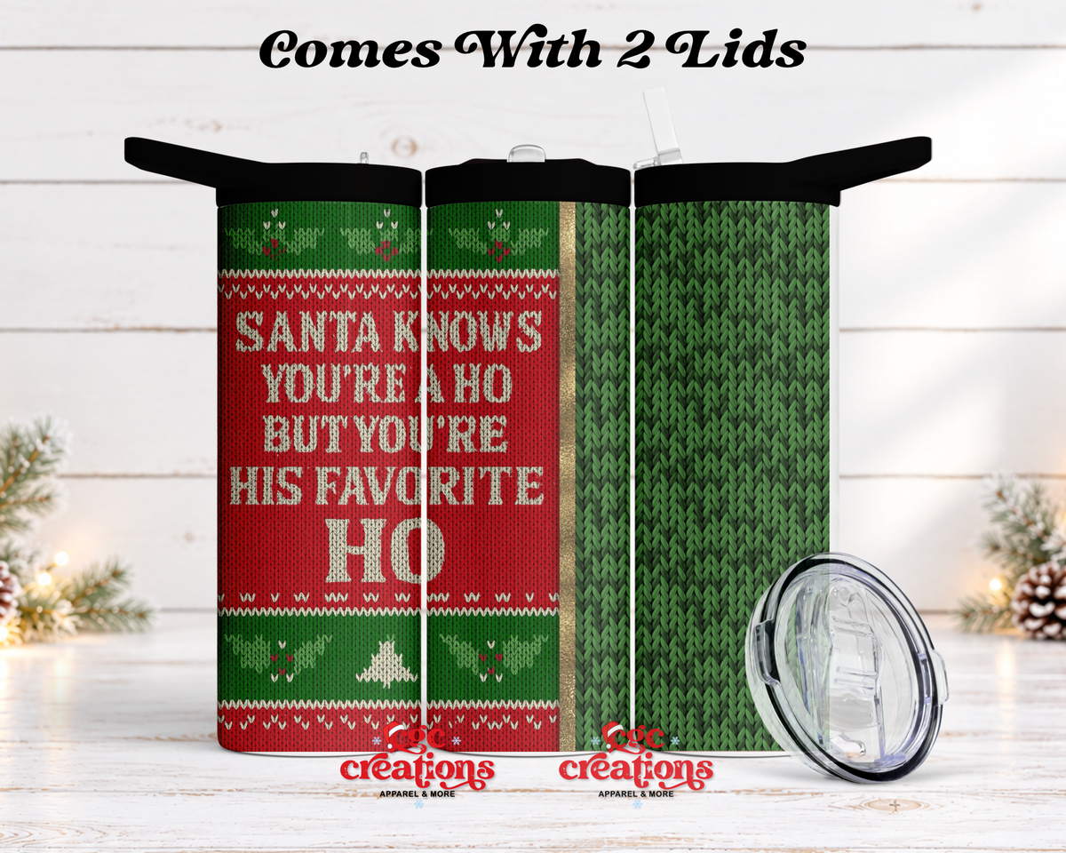 Santa Knows You're A Ho 20 oz Insulated Tumbler