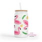 Floating Flamingo 16oz Glass Cup With Lid