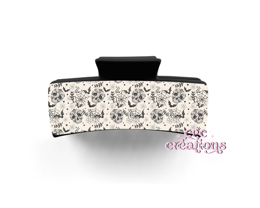 Floral Skull Claw Hair Clip