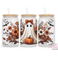 Floral Ghost 16oz Glass Cup With Lid
