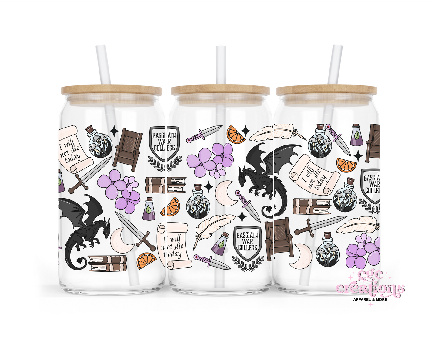 Fourth Book 16oz Glass Cup With Lid