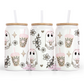 Cute Ghostie 16oz Glass Cup With Lid