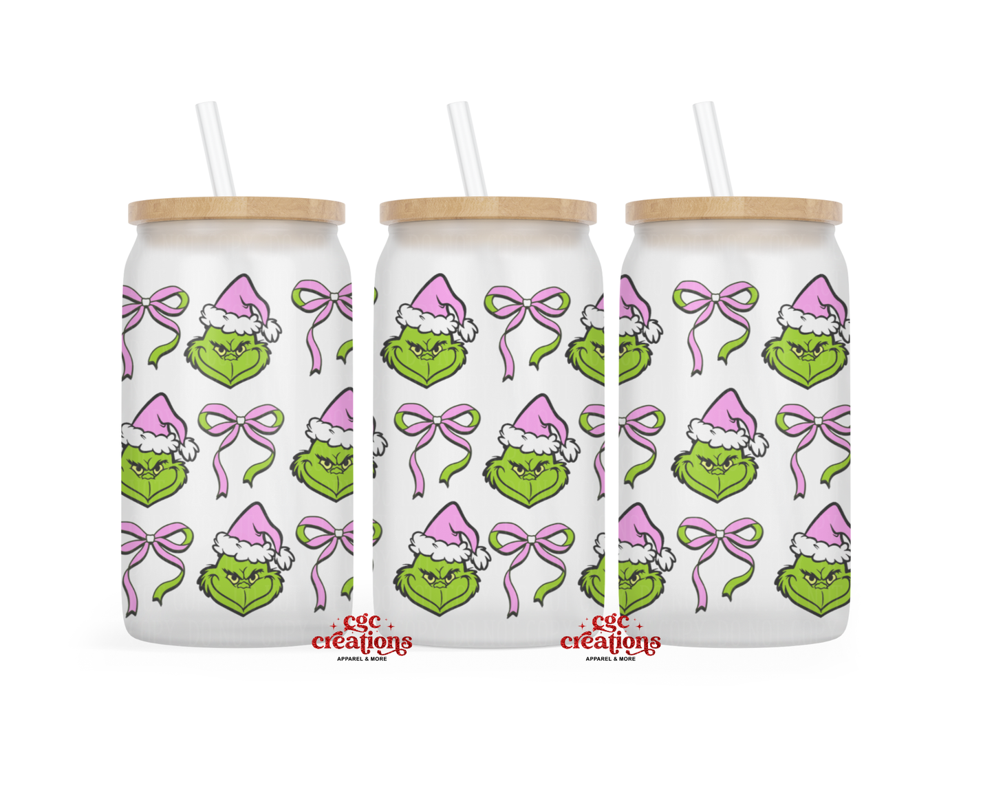 Mean One Bows 16oz Glass Cup With Lid