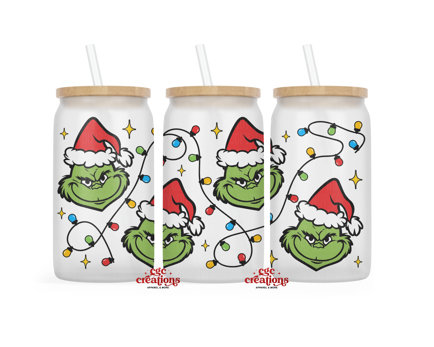 Festive Mean One 16oz Glass Cup With Lid