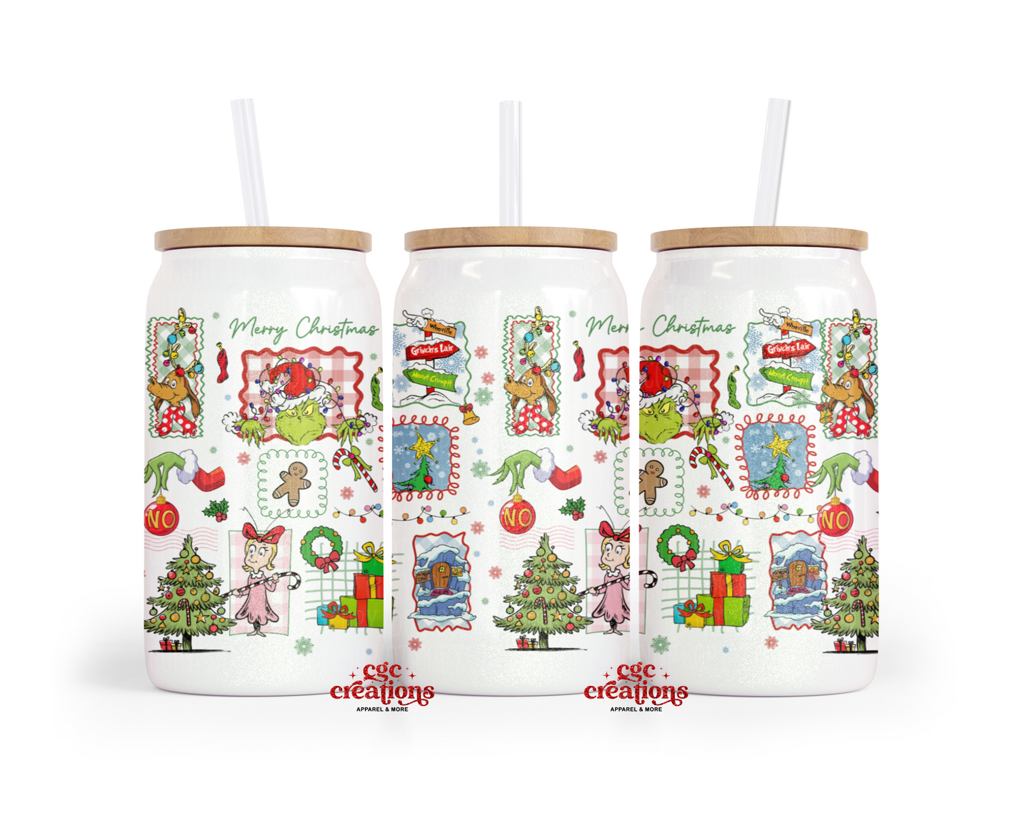 Mean One Collage 16oz Glass Cup With Lid