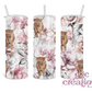 Pink Floral Highland Cow 20 oz Tumbler