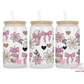 Iced Coffee Floral Bow 16oz Glass Cup With Lid