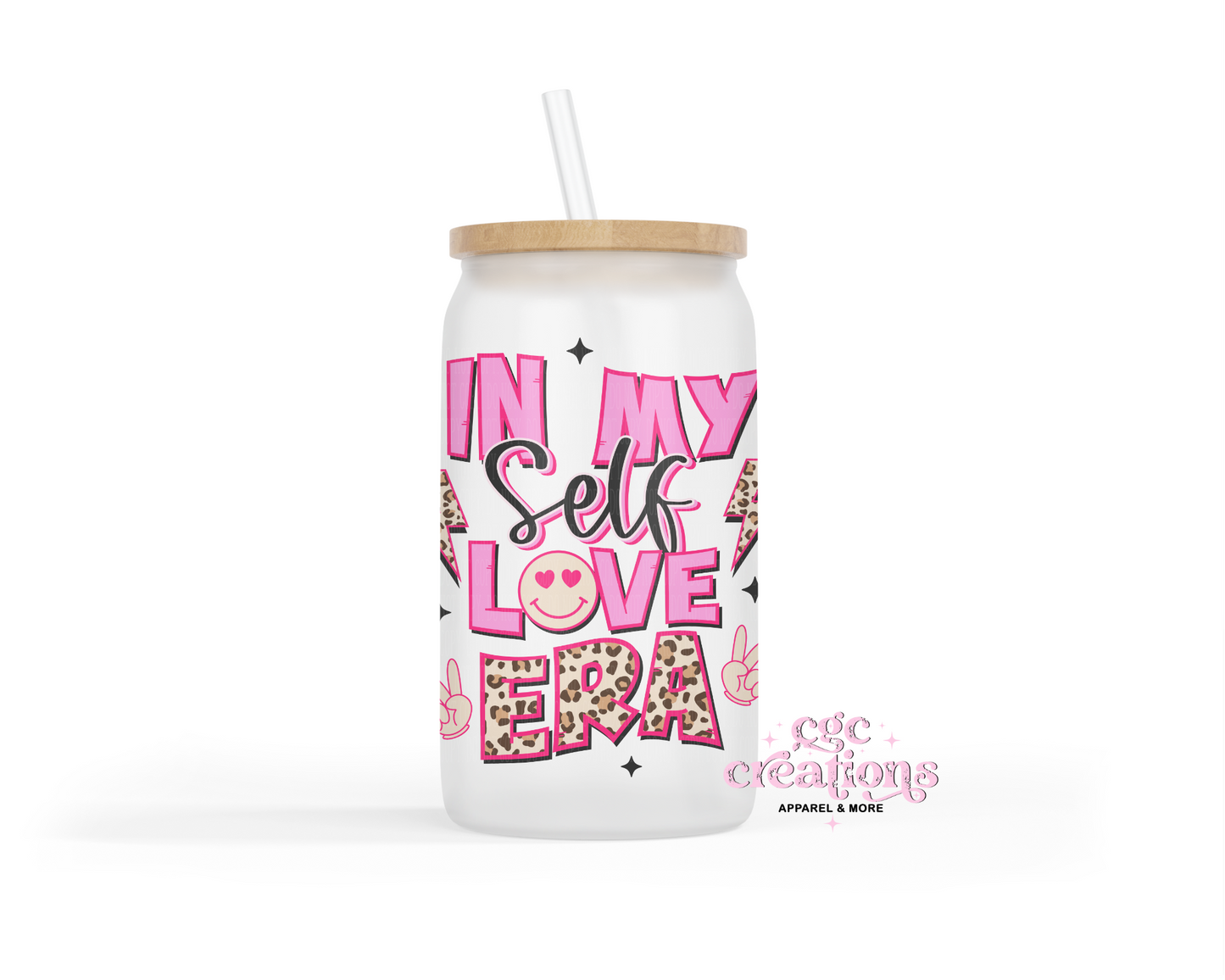 In My Self Love Era 16oz Glass Cup With Lid