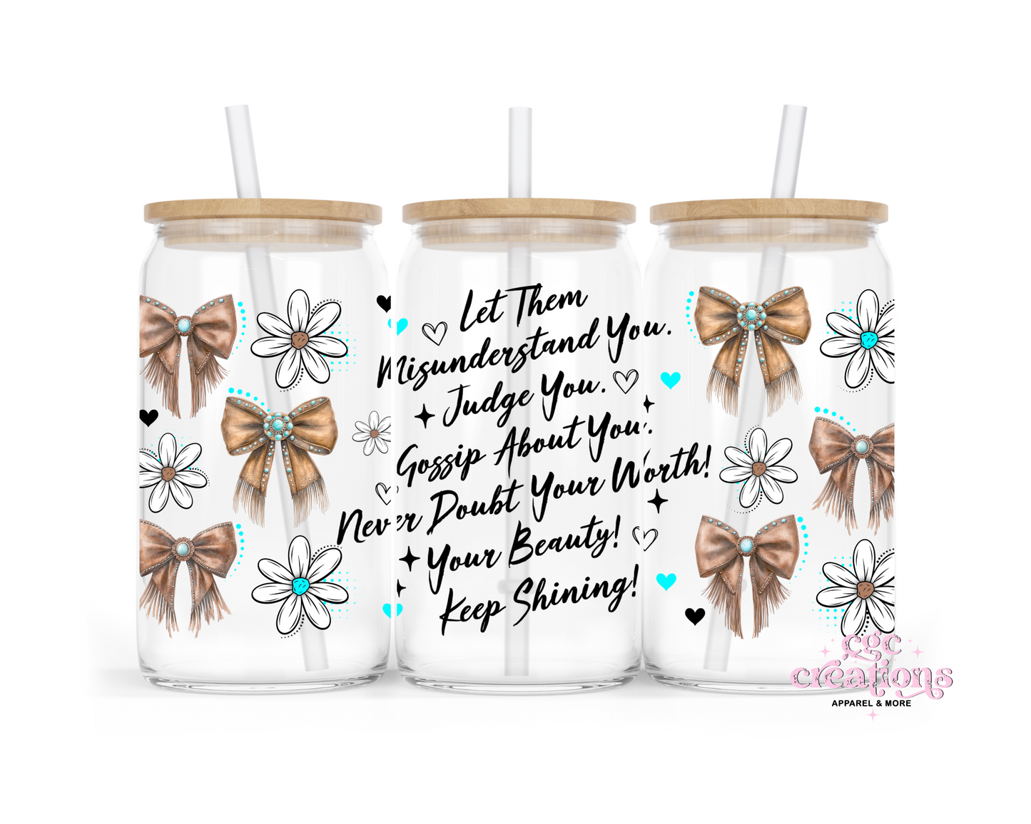 Let Them 16oz Glass Cup With Lid