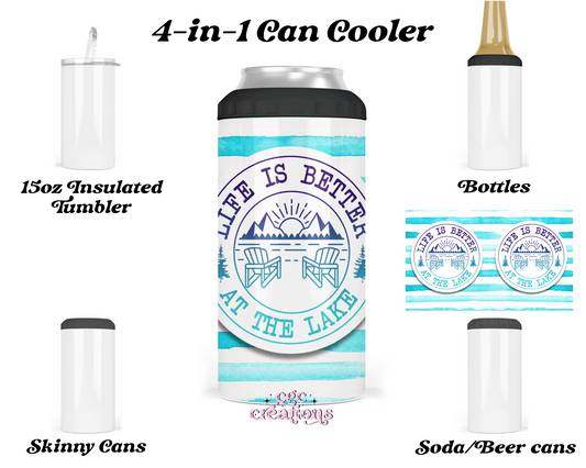 Life is better at the lake 4-in-1 can cooler