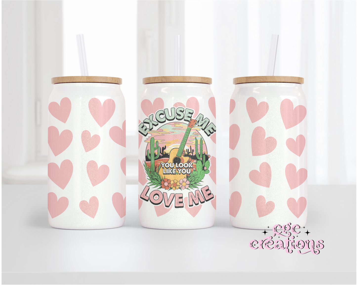 Looks Like You Love Me 16oz Glass Cup With Lid