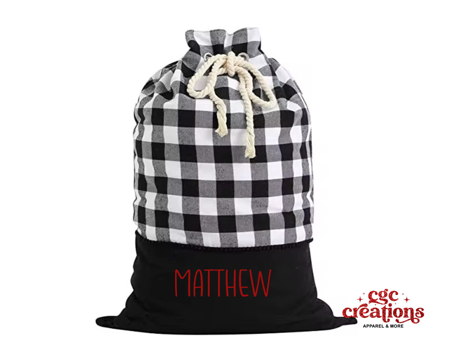 Black Plaid Santa Sacks