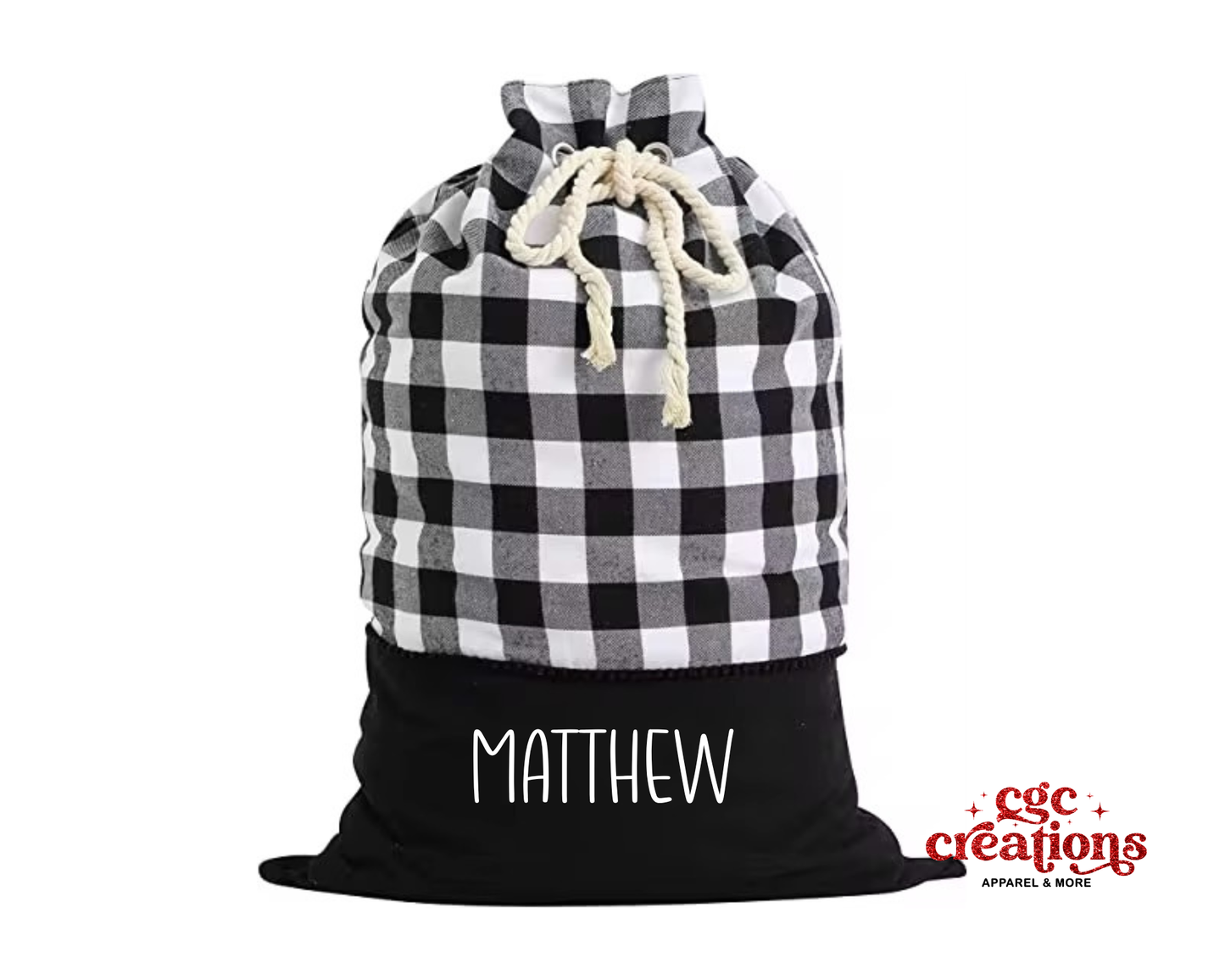 Black Plaid Santa Sacks