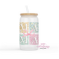 Mama Patchwork 16oz Glass Cup With Lid