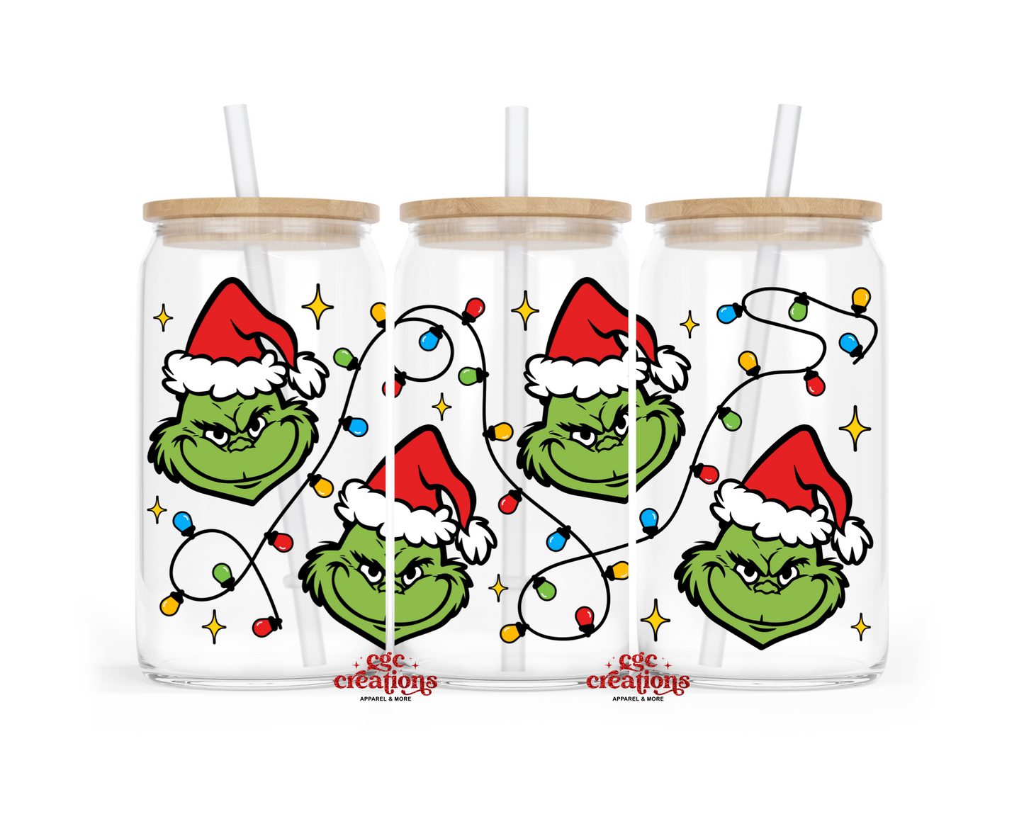 Festive Mean One 16oz Glass Cup With Lid