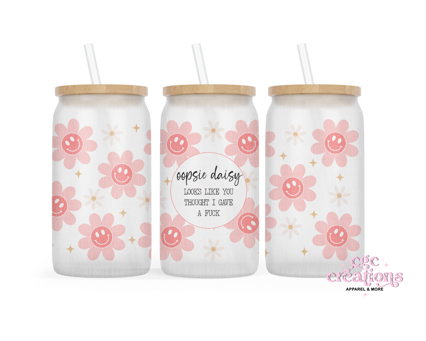 Oopsie Daisy 16oz Glass Cup With Lid