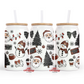 Santa Collage 16oz Glass Cup With Lid