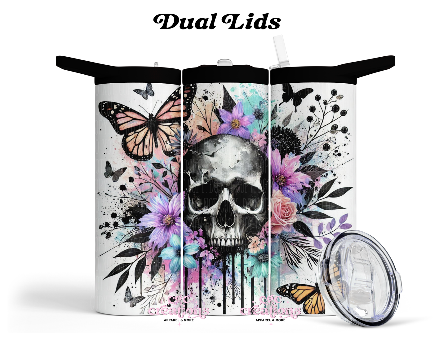 Floral Skeleton 20oz Insulated Tumbler