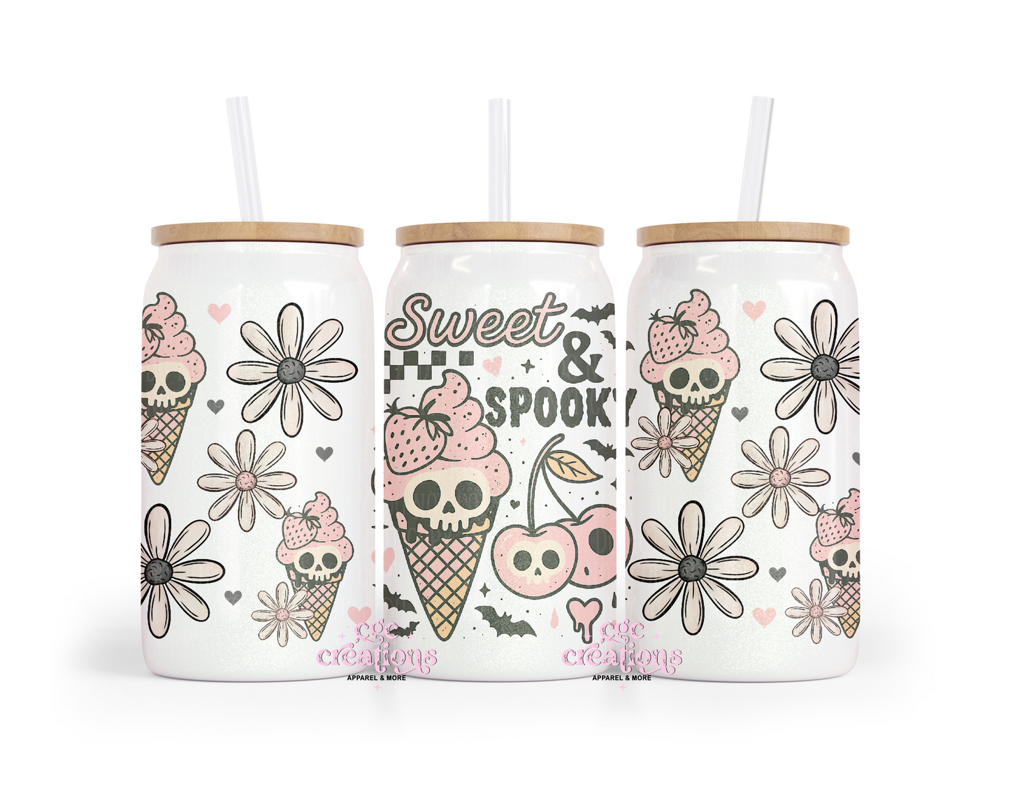 Sweet & Spooky 16oz Glass Cup With Lid