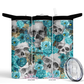 Teal FLoral Skellies 20oz Insulated Tumbler
