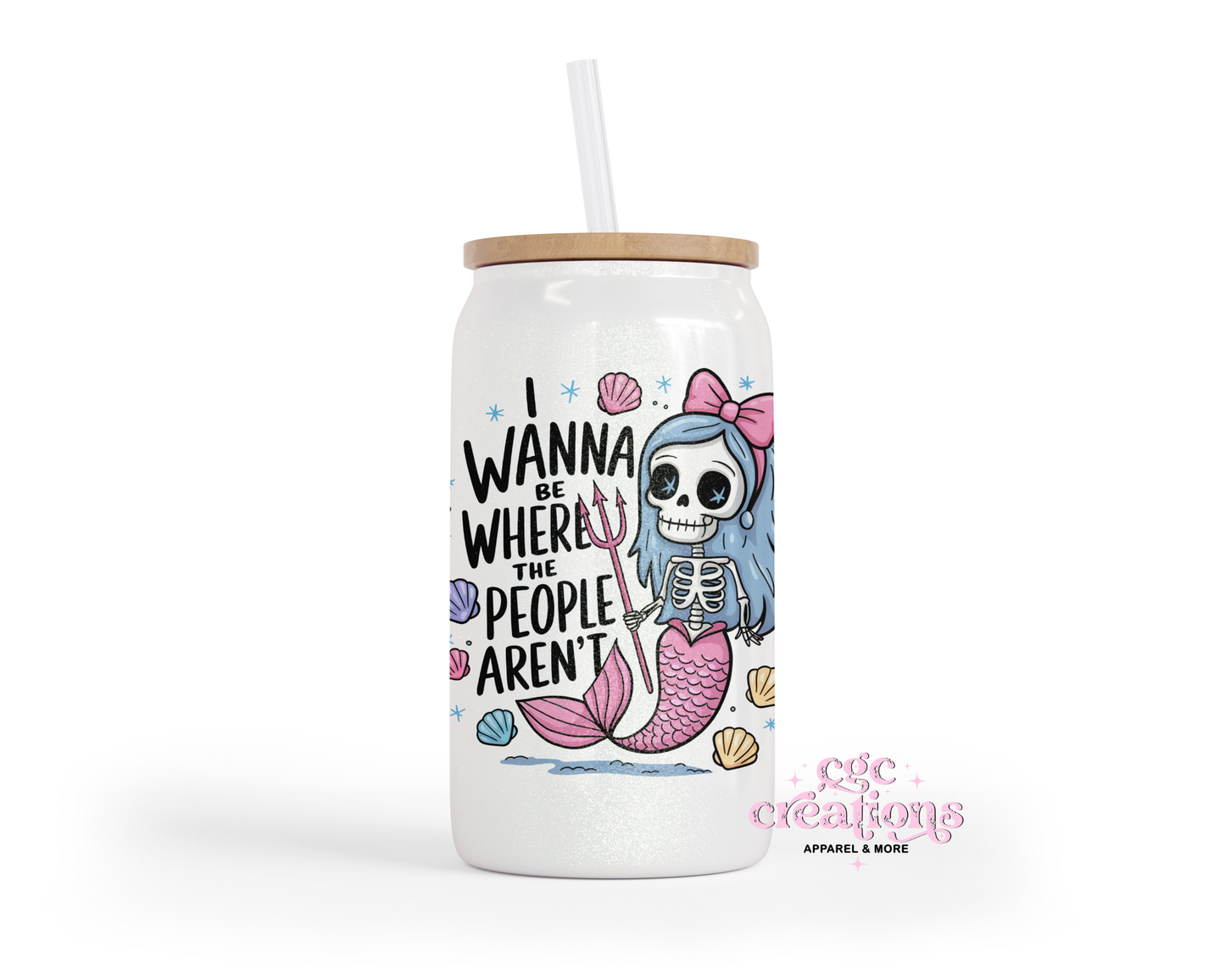 I Wanna Be Where The People Aren't 16oz Glass Cup With Lid
