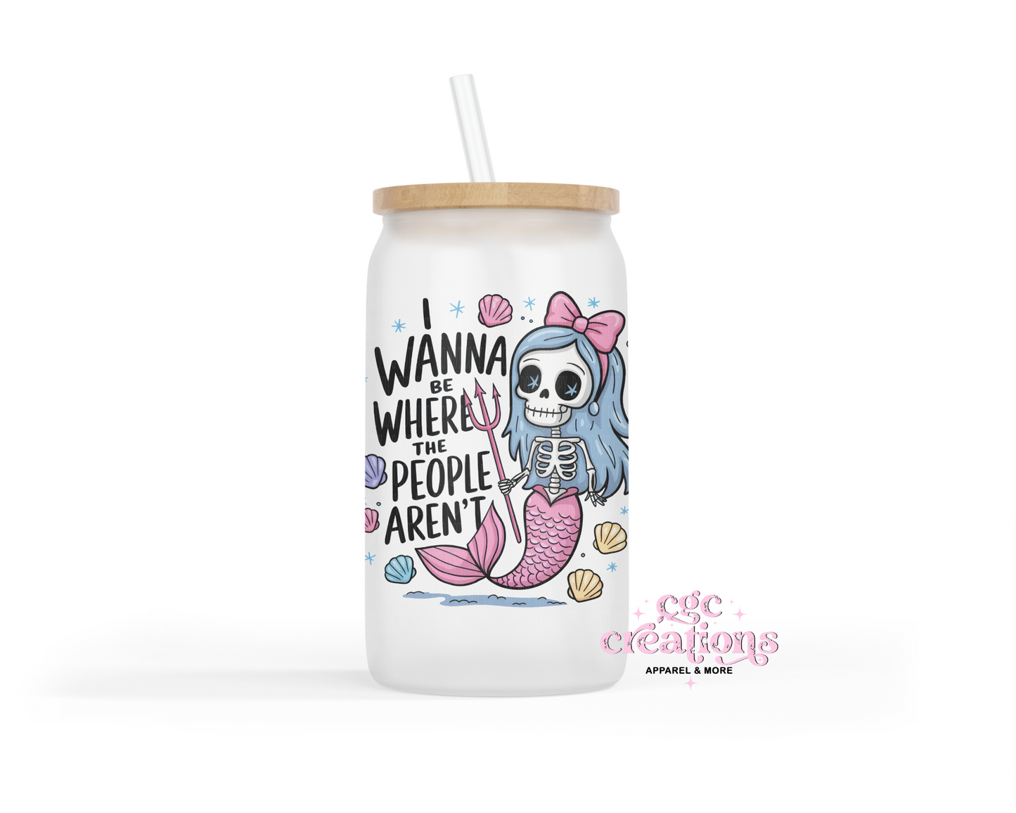 I Wanna Be Where The People Aren't 16oz Glass Cup With Lid